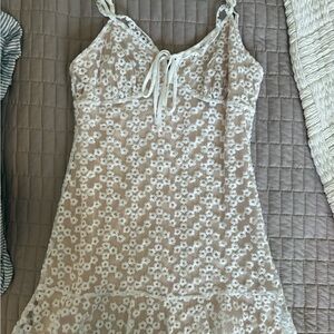 Lulu's Cream Floral Embroidered Dress